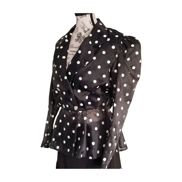 Vintage 80s Polka Dot Power Blazer — glam realness meets retro elegance. - Picture 2 of 4